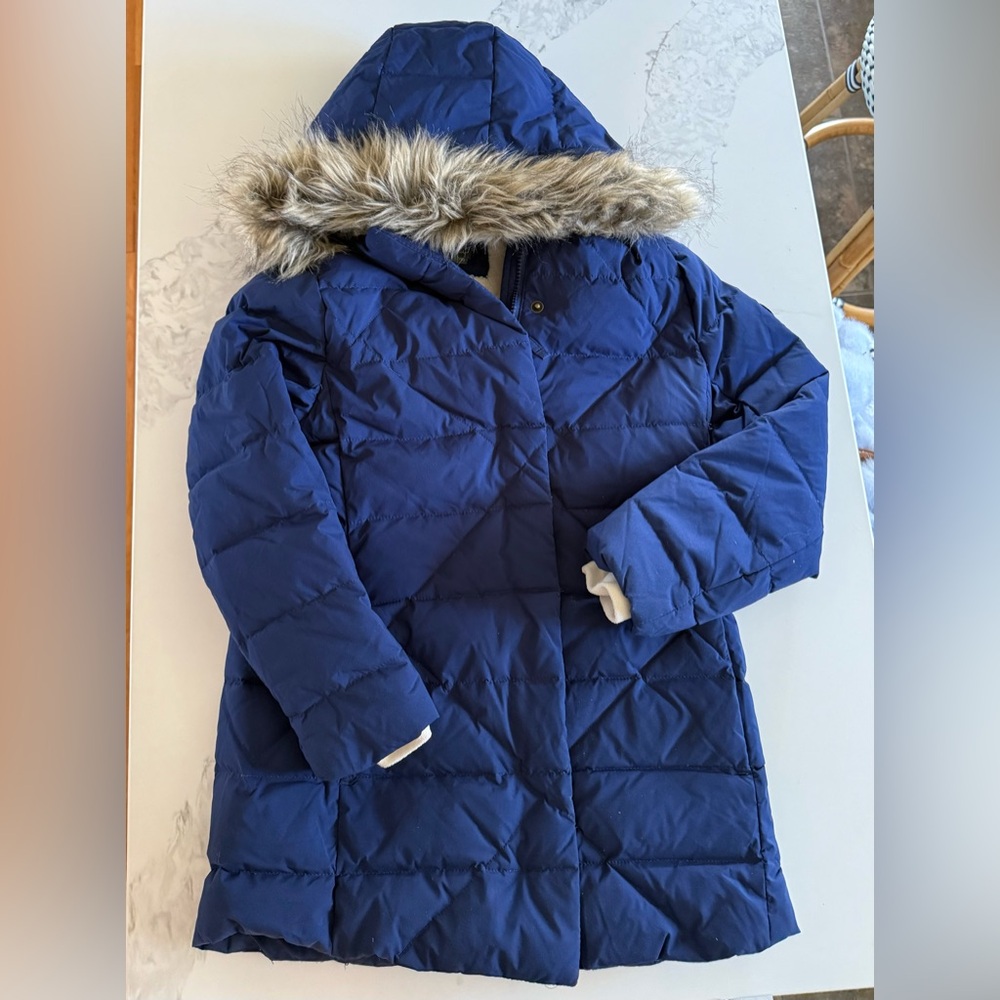 Eddie Bauer Navy Blue Kids Parka with Sherpa Lining size 7/8